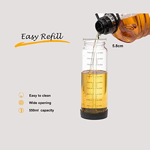 CHEFTOON Borosilicate Glass Olive Oil Dispenser Bottle, Auto Flip Bottles For Kitchen, 18 Oz With Leakproof Cap, Easy Clean And Vinegar Set Of 2, 550 Ml - Image 3