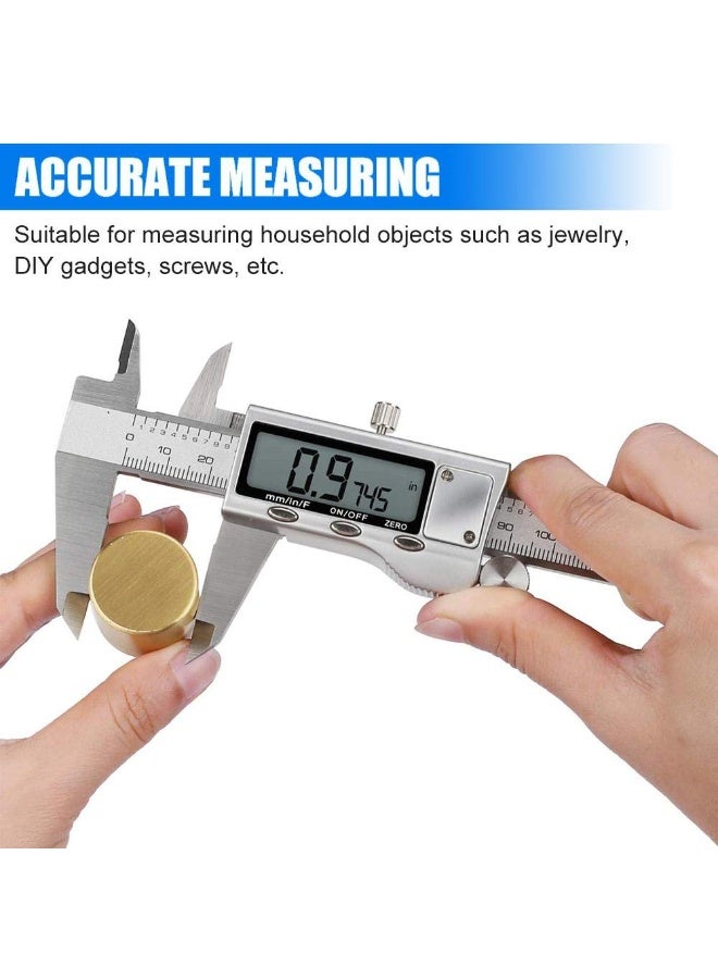 Digital Caliper Measuring Tool, Stainless Steel Vernier Caliper Digital Micrometer with Large LCD Screen, Easy Switch from Inch Metric Fraction, 6 Inch Caliper Tool for DIY/Household - Image 3