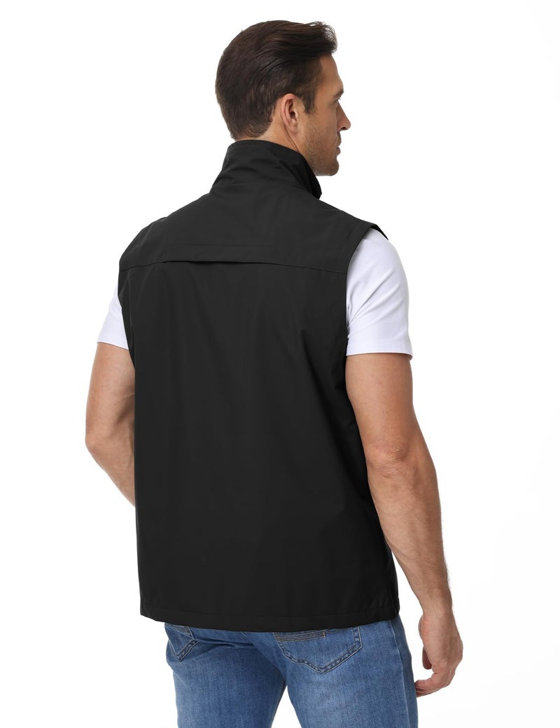 Eisctnd Men's Lightweight Quick Dry Vest Sleeveless Outdwear Utility Jacket for Travel Hiking Fishing Photography Camping(Black-XL) - Image 2