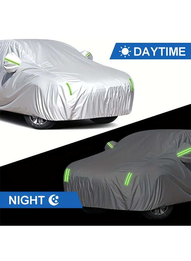 Generic - Car Cover With 6 Reflective Strips, Portable Storage Car Sunshade, Dustproof, Single-Side Zipper Door, Heat-Insulating And Sun-Proof, Suitable For SUV, Sedan, Truck - Image 1