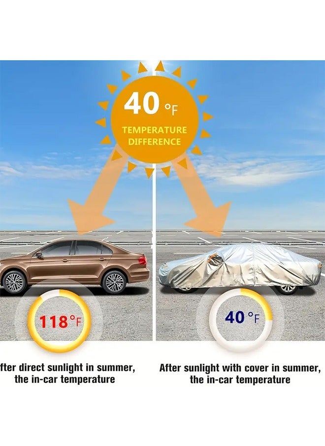 Generic - Car Cover With 6 Reflective Strips, Portable Storage Car Sunshade, Dustproof, Single-Side Zipper Door, Heat-Insulating And Sun-Proof, Suitable For SUV, Sedan, Truck - Image 1