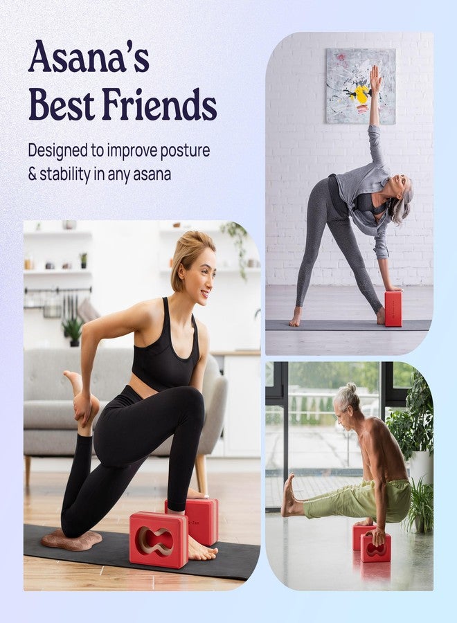Deep-Zen® Yoga Blocks Wrist Support; Yoga Blocks 2 Pack with Knee Pads and Strap to Put Less Weight on Wrists; Durable, Versatile Yoga Brick Exercise Block Set, Blocks Yoga (Red) - Image 5