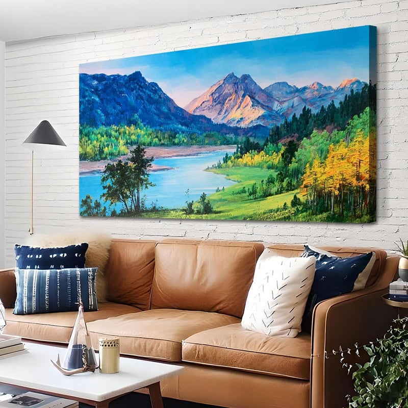 ARS Graphics ARS® Nature Mountain Canvas Wall Art - National Park Painting Lake Blue Ridge Landscape Picture, 40"x20" - Image 3