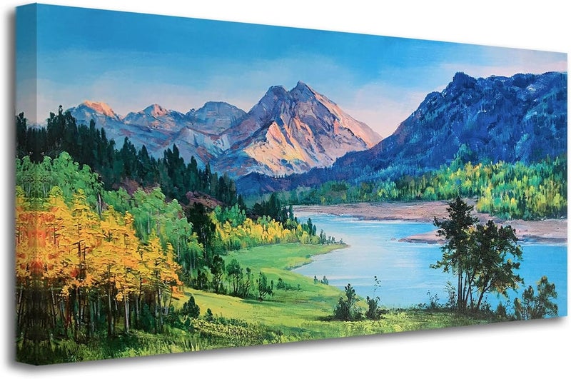 ARS Graphics ARS® Nature Mountain Canvas Wall Art - National Park Painting Lake Blue Ridge Landscape Picture, 40"x20" - Image 1