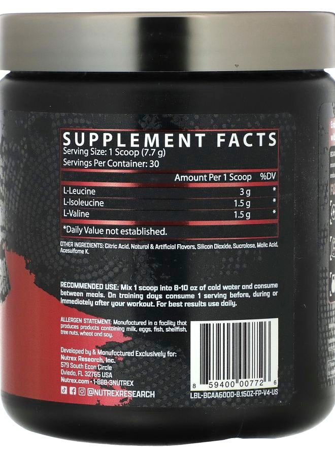 Nutrex Research BCAA 6000 Recovery Fruit Punch 8.15 oz (231 g) - Image 2