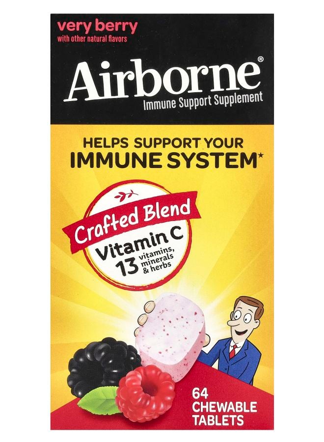 Airborne Immune Support Supplement Very Berry 64 Chewable Tablets - Image 1
