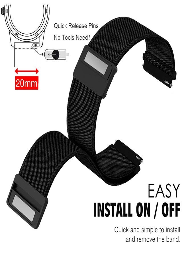 Abanen 20mm Elastic Watch Band with Magnetic Closure for Vivoactive 6 / Venu Sq/Venu 2 Plus, Loop Soft Nylon Lightweight Stretchy Wristband Strap for Vivomove Sport/Vivoactive 5 (Black) - Image 4