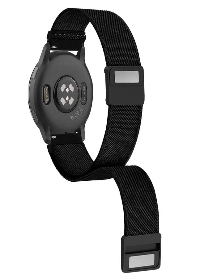 Abanen 20mm Elastic Watch Band with Magnetic Closure for Vivoactive 6 / Venu Sq/Venu 2 Plus, Loop Soft Nylon Lightweight Stretchy Wristband Strap for Vivomove Sport/Vivoactive 5 (Black) - Image 1