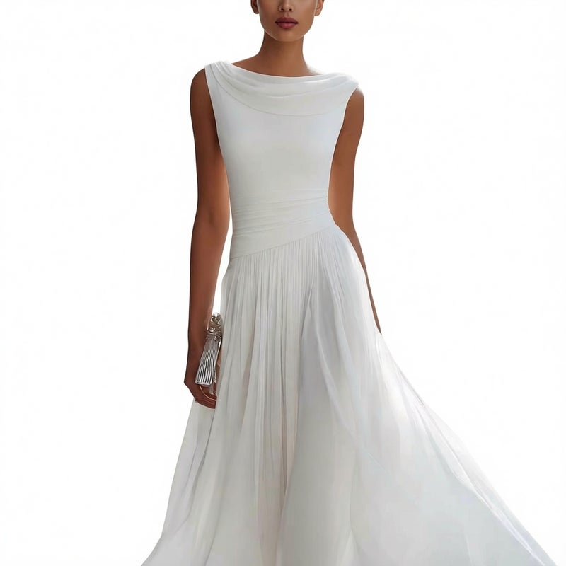 Elegant Party Draped Neck Dress