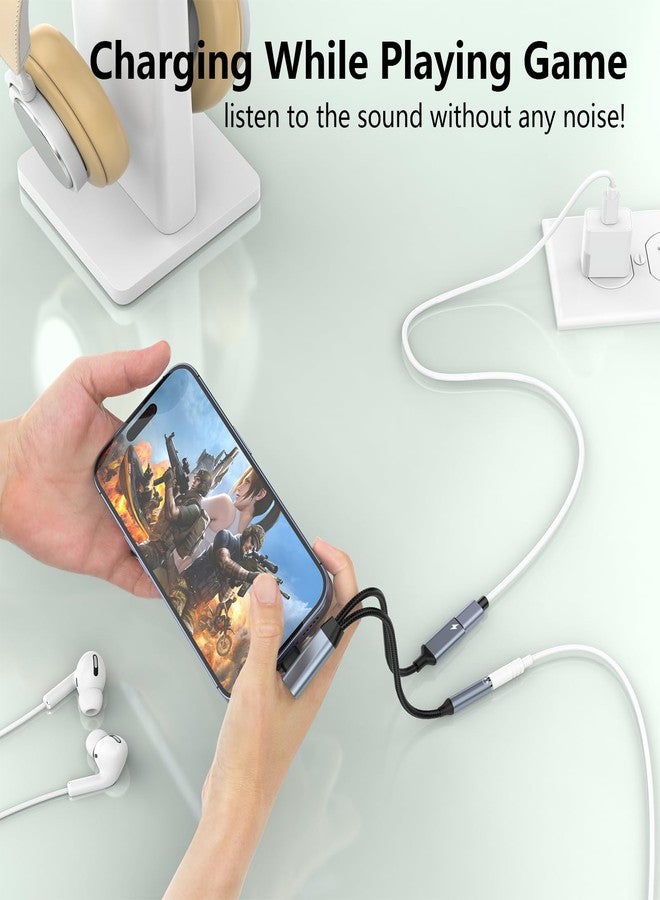 MTAKYI Right Angle 2-in-1 Lightning to 3.5mm Audio Aux Jack Headphone + Charge Cable Adapter iPhone,90 Degree Earphone Converter Splitter for Music+Charge+HiFi with iPhone 14 13 12 11【Apple MFi Certified】 - Image 4