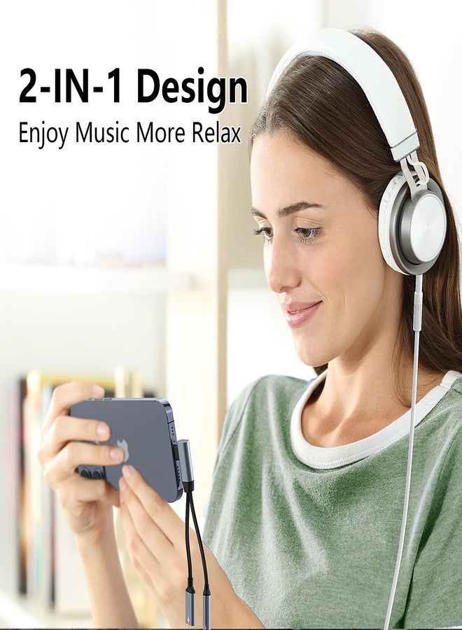 MTAKYI Right Angle 2-in-1 Lightning to 3.5mm Audio Aux Jack Headphone + Charge Cable Adapter iPhone,90 Degree Earphone Converter Splitter for Music+Charge+HiFi with iPhone 14 13 12 11【Apple MFi Certified】 - Image 5