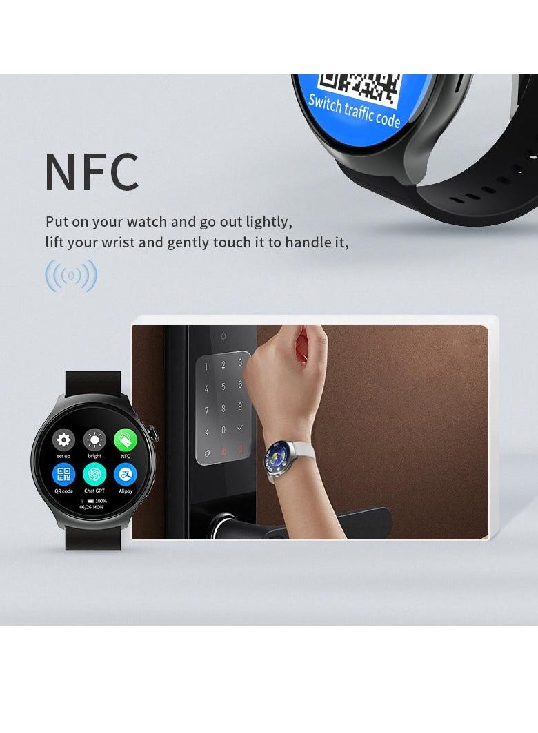HW6 Mini 1.52" AMOLED Smartwatch, 3 Straps, NFC Payment, ChatGPT, Voice Assistant, Health Monitoring, Sports Mode, Baidu Maps - Black  - Image 2