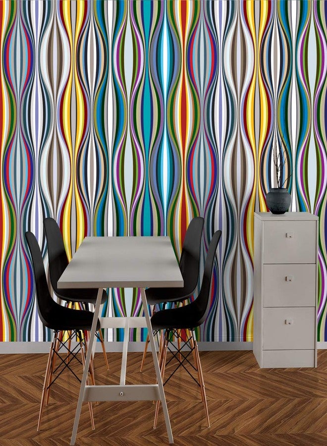 DECOR PRODUCTION ورق جدران ذاتي اللصق من إنتاج ديكور برودكشن، مناسب لتزيين المنزل، غرفة المعيشة، غرفة النوم، الردهة، غرفة الأطفال، غرفة اللعب (فينيل PVC، مقاوم للماء، يغطي مساحة 10 أقدام مربعة)، مقاس كل شريط 16 × 90 بوصة. - Image 2