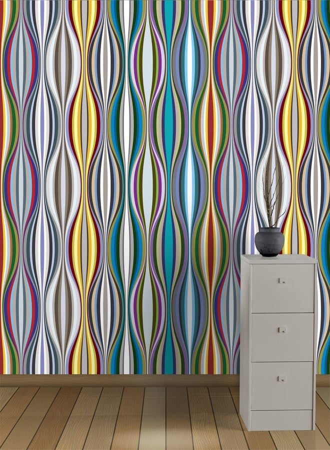 DECOR PRODUCTION ورق جدران ذاتي اللصق من إنتاج ديكور برودكشن، مناسب لتزيين المنزل، غرفة المعيشة، غرفة النوم، الردهة، غرفة الأطفال، غرفة اللعب (فينيل PVC، مقاوم للماء، يغطي مساحة 10 أقدام مربعة)، مقاس كل شريط 16 × 90 بوصة. - Image 3