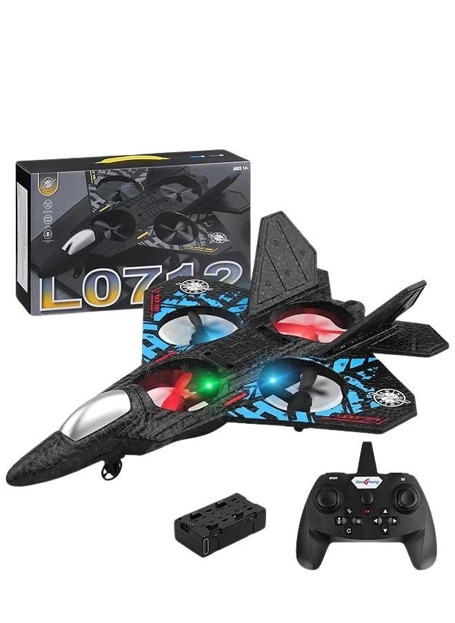 Generic - RC Airplane, 2.4GHz Remote Controlled Airplane, L0712 4 Channel Remote Control Airplane, Remote Controlled Fighter Airplane, Aeroplane Toy with Coloured Lights, for Beginners, Children, Adults - Image 1