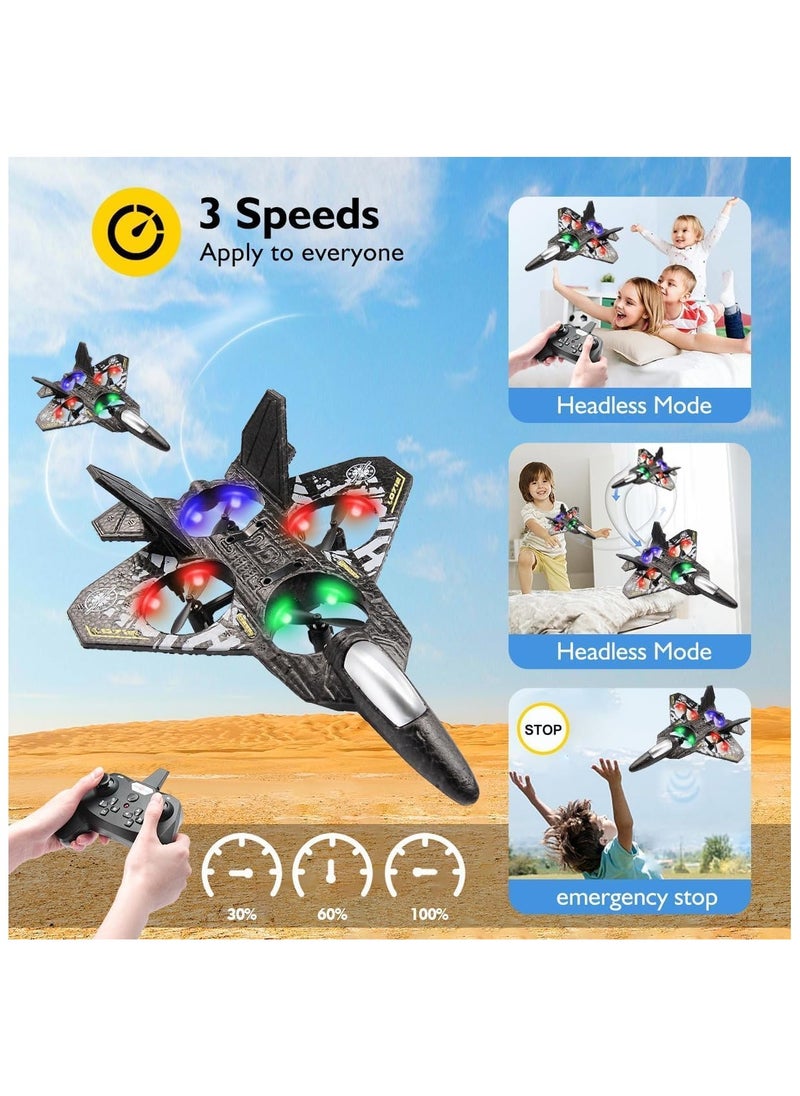 Generic - RC Airplane, 2.4GHz Remote Controlled Airplane, L0712 4 Channel Remote Control Airplane, Remote Controlled Fighter Airplane, Aeroplane Toy with Coloured Lights, for Beginners, Children, Adults - Image 1