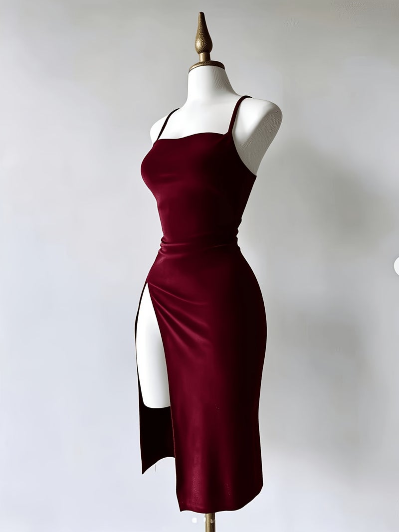 Women'S Fashion Split Front Strapless Dress - Image 3
