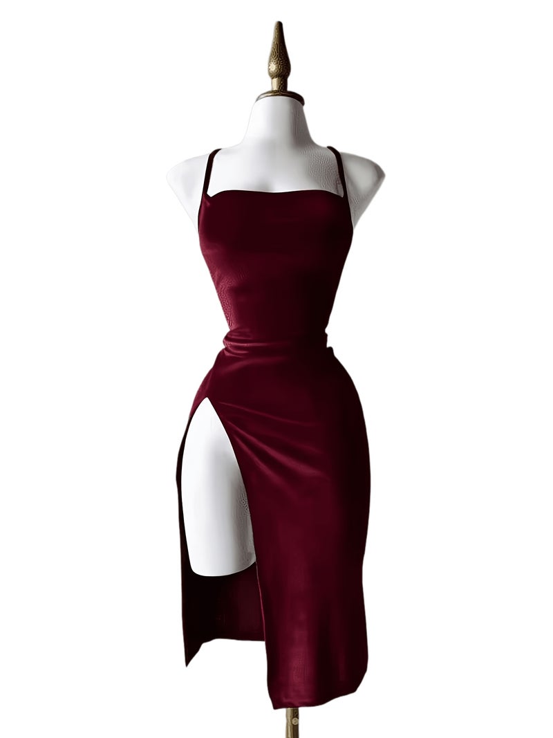 Women'S Fashion Split Front Strapless Dress - Image 1