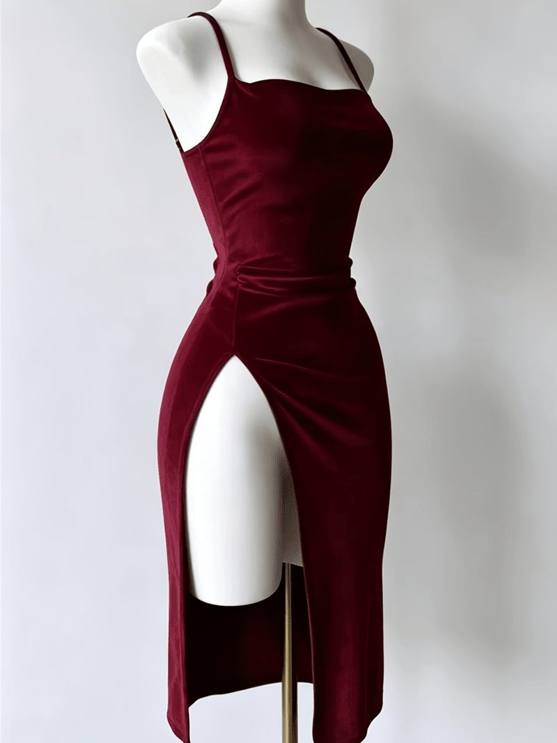 Women'S Fashion Split Front Strapless Dress - Image 2