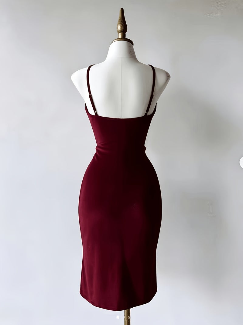 Women'S Fashion Split Front Strapless Dress - Image 4