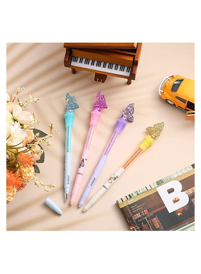 Generic SYOSI Butterfly Pens, Bling Rhinestone Black Ink Pens Bulk, Glitter Crystal Pens with Butterfly on Top, for School Office Wedding Butterfly Theme Birthday Present, 4 Colors, 24 Pcs - Image 5