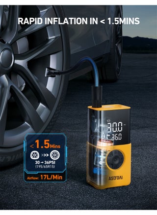 AstroAI Tire Inflator L7S Portable Air Compressor Cordless Bike Pump with Digital Dual Values Display, 150 PSI Car Tires Pump with LED Lights Air Pump for Cars, Motorcycles, Bikes, Balls for Gifts - view 4