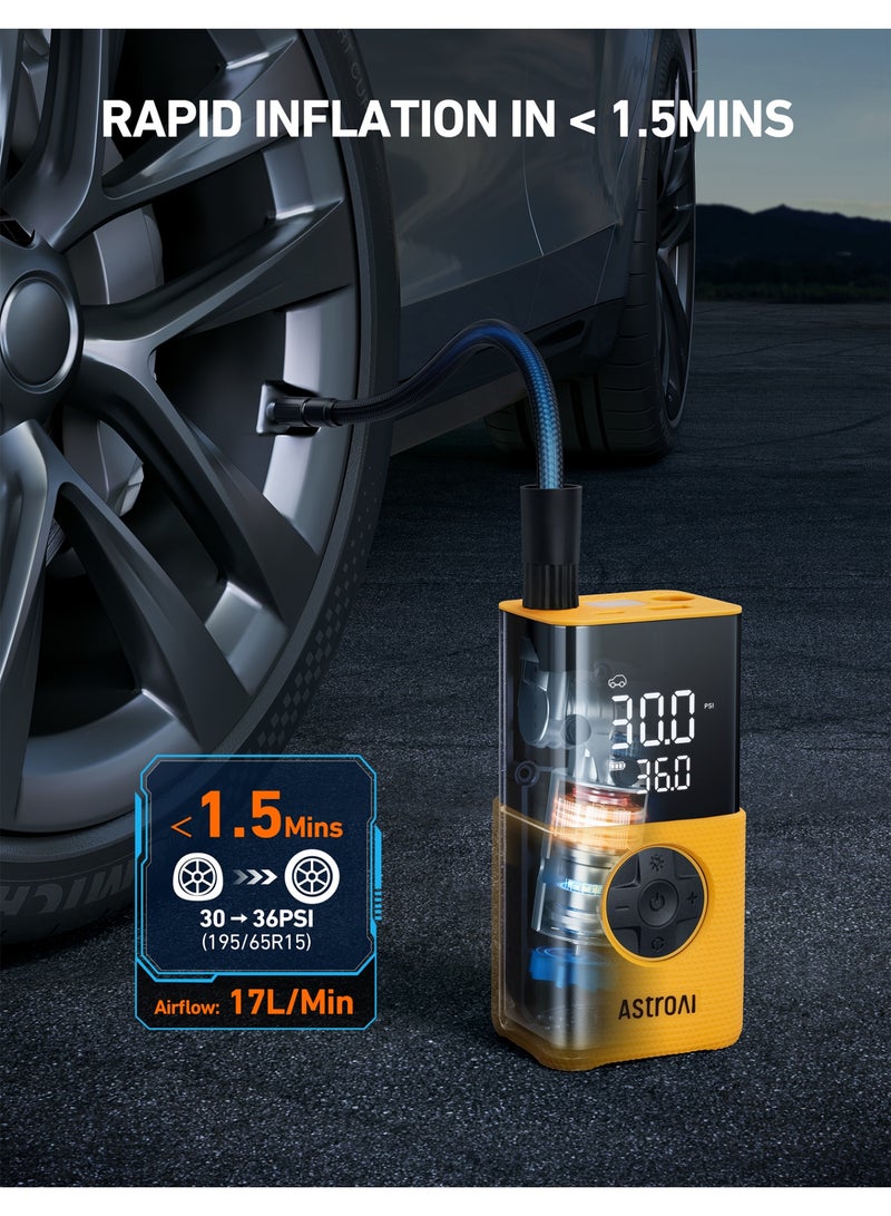 AstroAI Tire Inflator L7S Portable Air Compressor Cordless Bike Pump with Digital Dual Values Display, 150 PSI Car Tires Pump with LED Lights Air Pump for Cars, Motorcycles, Bikes, Balls for Gifts - Image 4