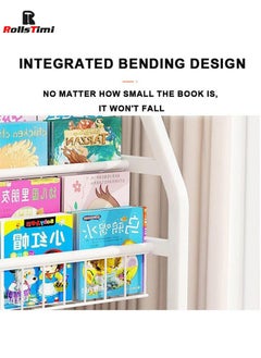 RollsTimi  Childrens Bookshelf, Kids Book Rack Organizer Iron Childrens Toy Storage Rack With 2 Storage Box For Playroom Bedroom  - Image 2