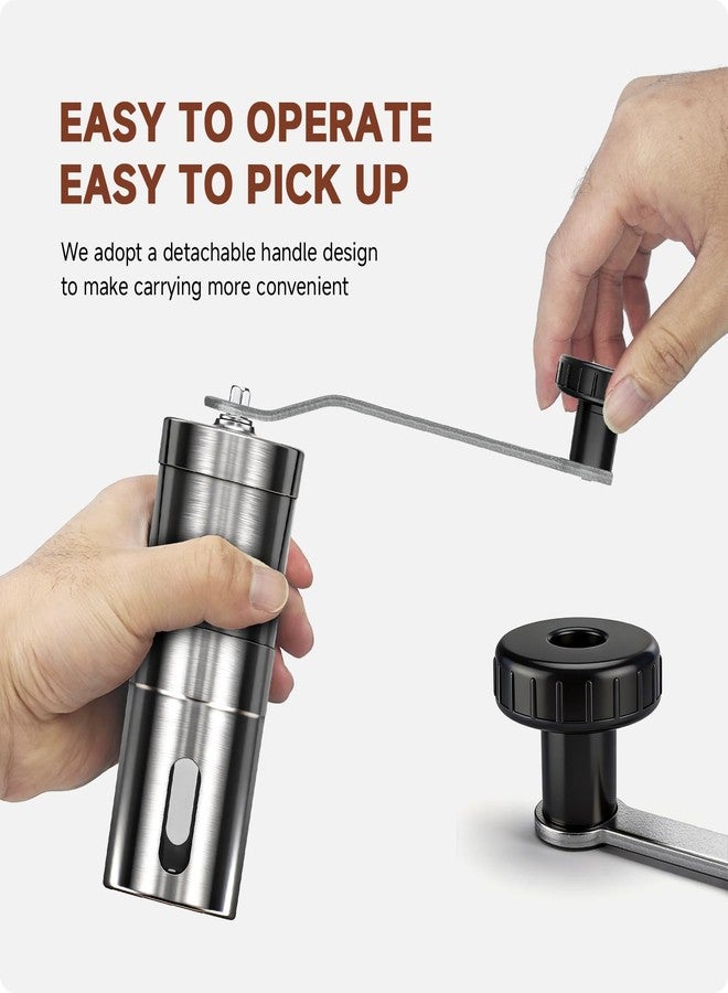 BOKKY Manual Stainless Steel Coffee Grinder, Portable Conical Burr Hand Crank Grinder for Espresso, Pour Over, French Press & Camping, Quiet Adjustable Grind, Detachable Handle, Travel-Friendly - Image 4