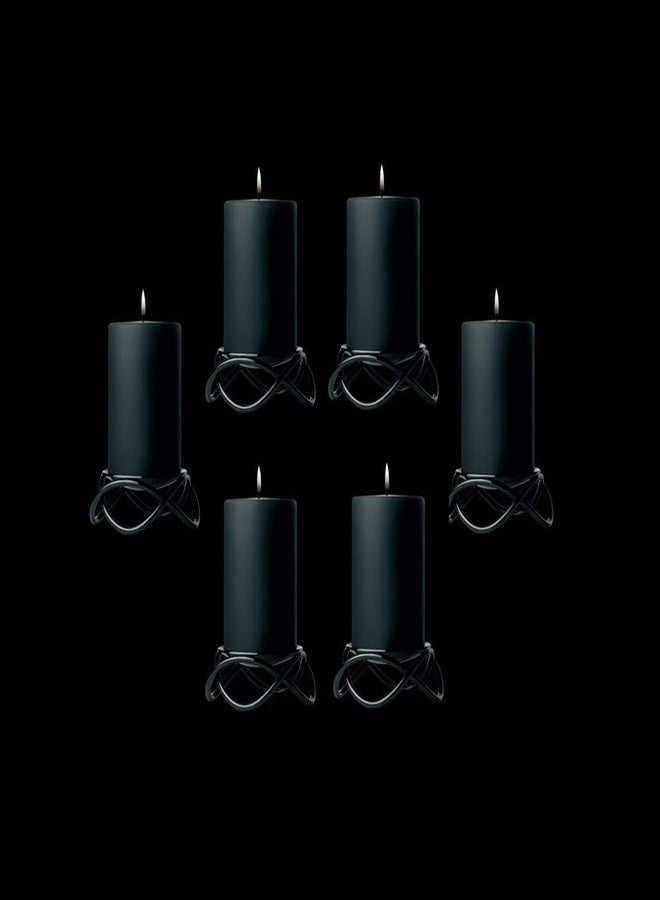 Luces® Paraffin Wax Smokeless Scented Black Round Pillar Candle for Decoretion Pack of 6 - Image 2