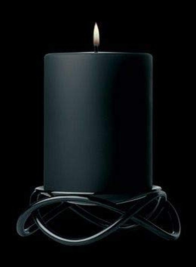 Luces® Paraffin Wax Smokeless Scented Black Round Pillar Candle for Decoretion Pack of 6 - Image 5