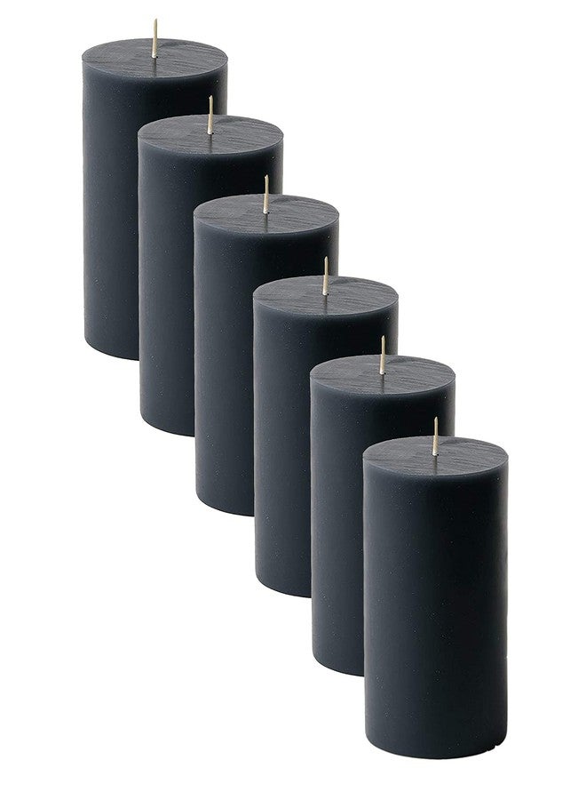 Luces® Paraffin Wax Smokeless Scented Black Round Pillar Candle for Decoretion Pack of 6 - Image 1