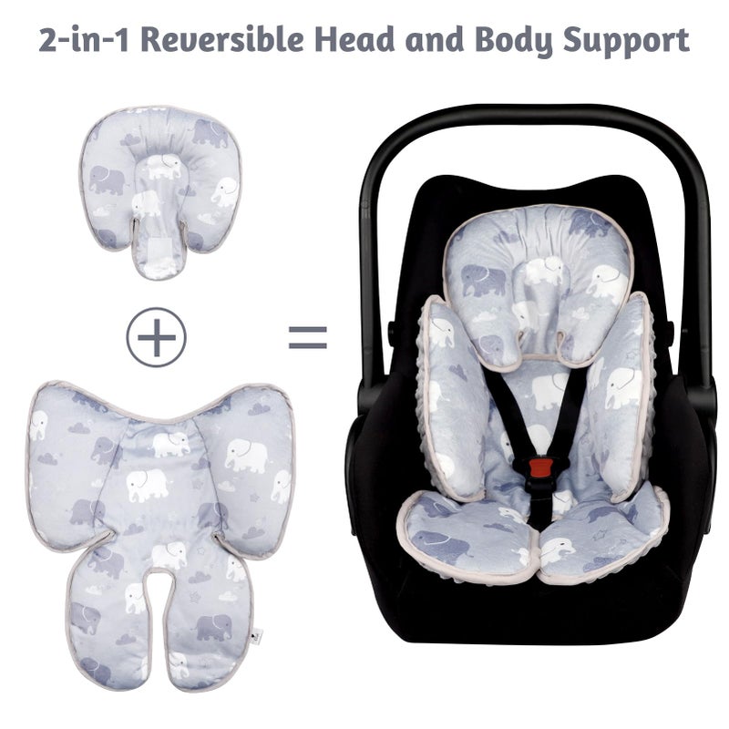 TANOFAR Infant Car Seat Head Support, Soft Baby Carseat Head & Body Support, Elephant Baby Car Seat Insert Cushion for Newborn Boys - Image 3