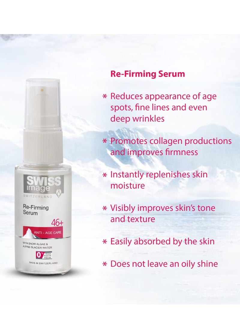 SWISS image Anti-Age 46+ Refirming Serum 30 ml Reduces appearance of fine lines & wrinkles Re-firming Serum For All Skin Types  - Image 3