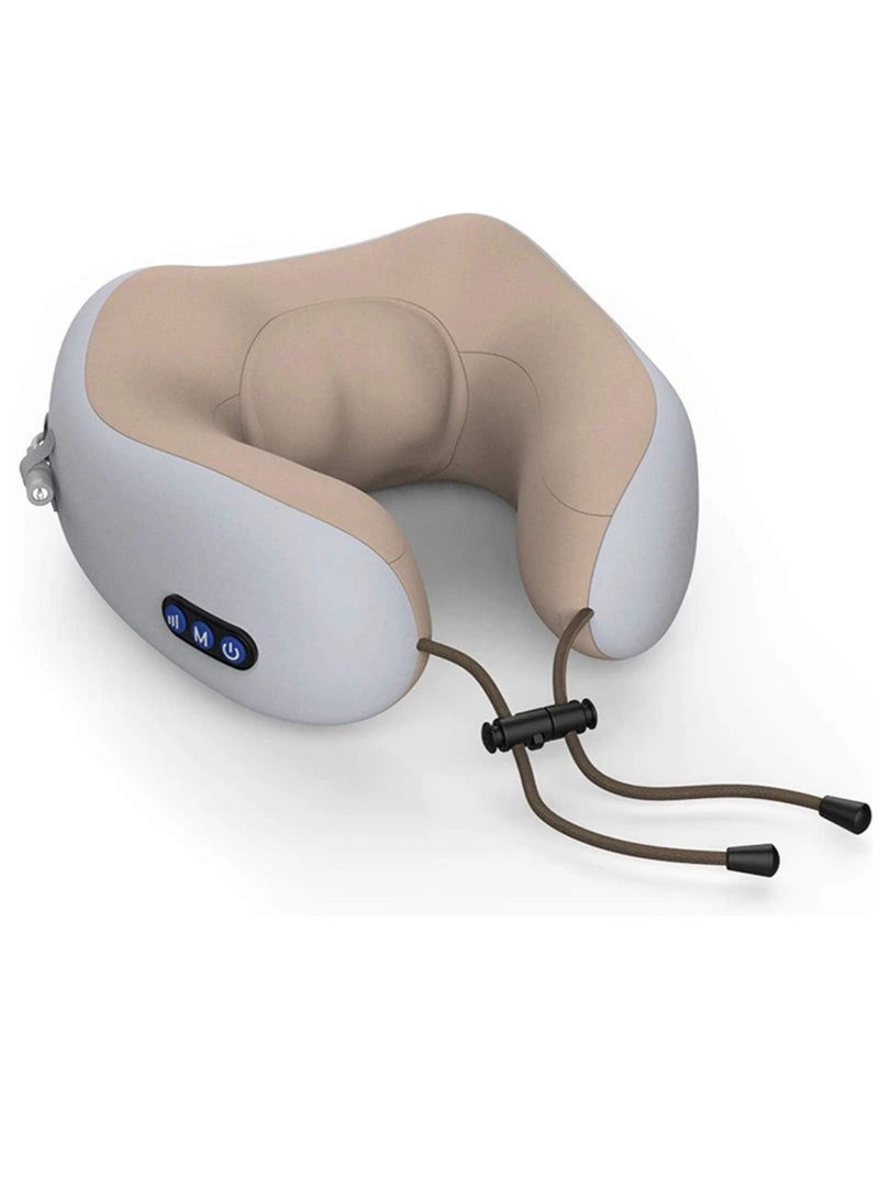 ELTRAZONE Travel Pillows For Sleeping Airplane Portable Electric Neck Massager Soft Comfortable Breathable Shaped Memory Foam Massage Neck Pillow For Car Home And Office - Image 1