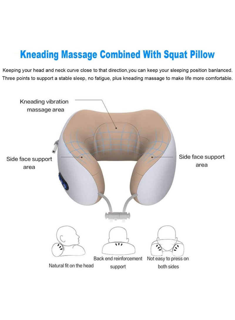 ELTRAZONE Travel Pillows For Sleeping Airplane Portable Electric Neck Massager Soft Comfortable Breathable Shaped Memory Foam Massage Neck Pillow For Car Home And Office - Image 4