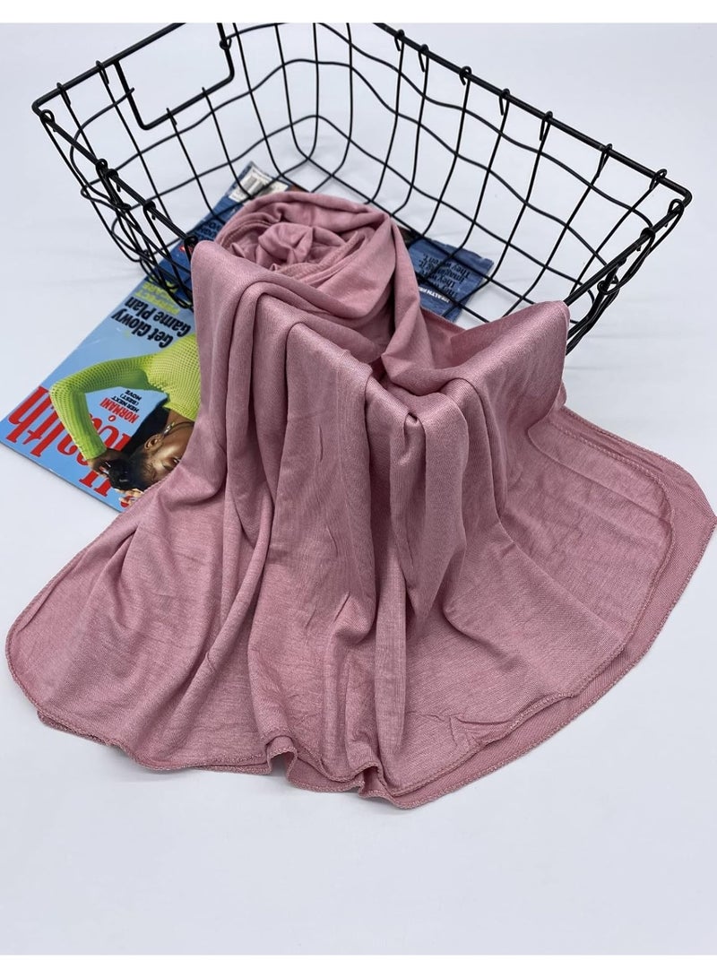 2Pcs Dusty Purple Jersey Hijab Scarf, 70x28 Inch Soft Breathable Silky Smooth Muslim Women Head Wrap for Daily Casual Wear - Image 5