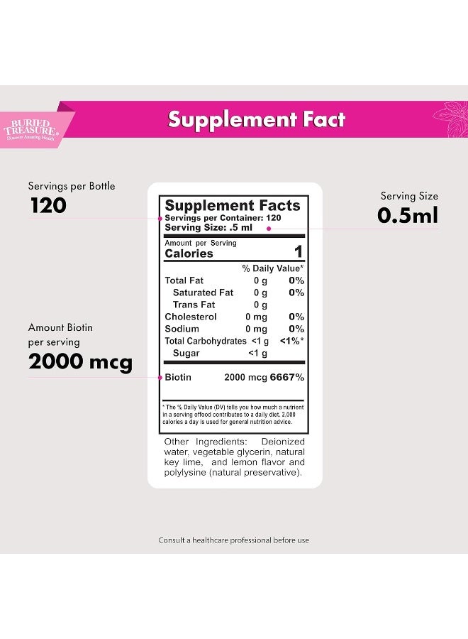 Buried Treasure Biotin Drops 120 Doses for Hair, Skin, and Nails - Image 2