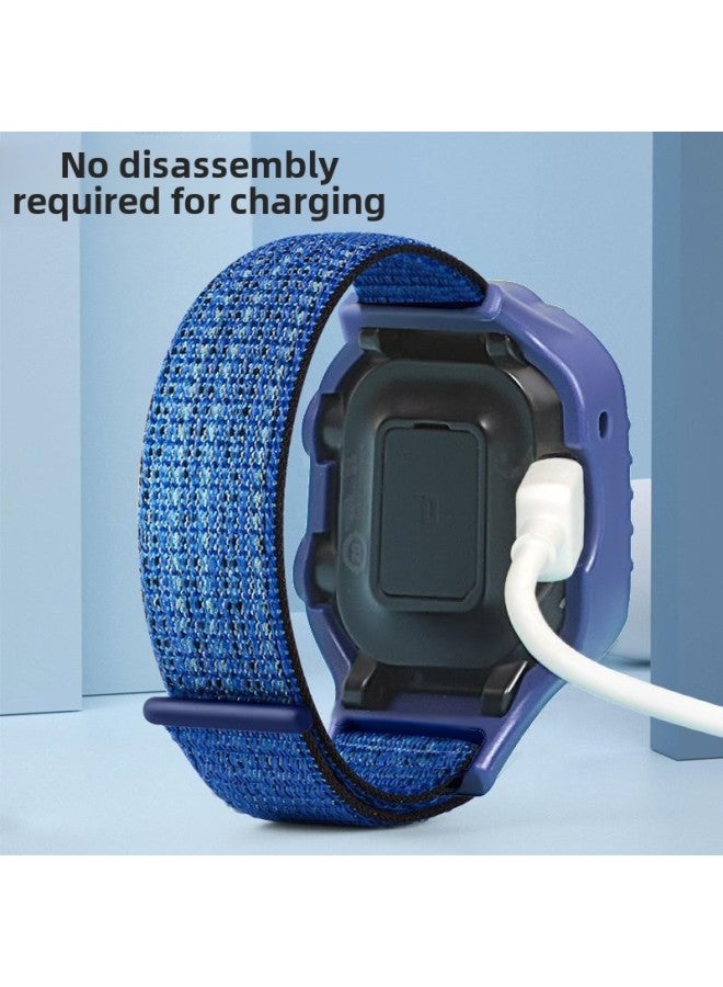 For Huawei 3pro Super Edition/3S/3/4pro/5 Children's Phone Watch Strap With Middle Frame All-in-One-Color:Huawei 3pro/super Powerful Dark Blue Framed Nylon Watch Strap-short Style—free 1 Ultra-clear Tempered Film  - Image 4