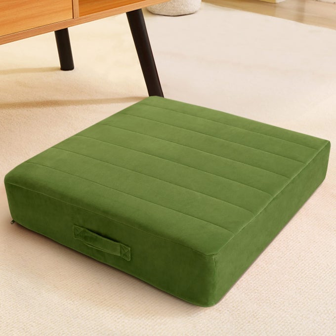SQUARE FLOOR PILLOW SEATING FOR ADULTS KIDS LARGE MEDITATION CUSHION FLOOR PILLOW WITH THICK FOAM SOFT TUFTED COVER WASHABLE BIG PILLOW SEAT FLOOR CUSHION FOR SITTING YOGA 22 GREEN