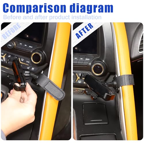 LLKUANG Center Console Car Mobile Phone Mount Compatible with Chevrolet Corvette C7 20142019Center Handle Multifunctional Phone HolderNavigation Bracket Style A - Image 3