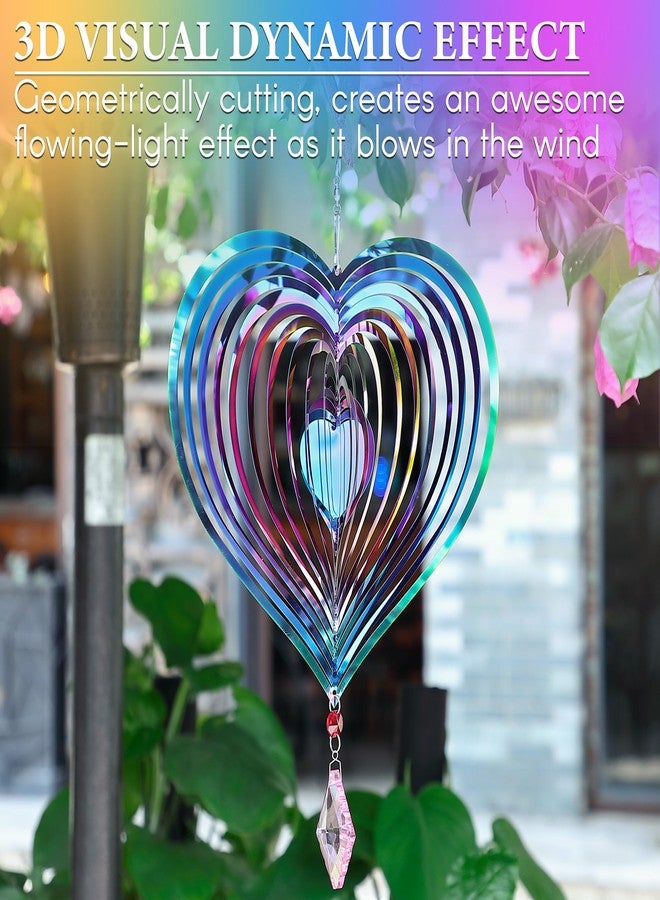 Saillong 2 Pcs Wind Spinner Purple Heart 3D Metal Hanging Wind Spinners, Worth Purple Gifts for Women, Extra Sparkly Metal Yard Art Decorations Indoor/Outdoor Kinetic Wind Sculptures & Spinners - Image 3
