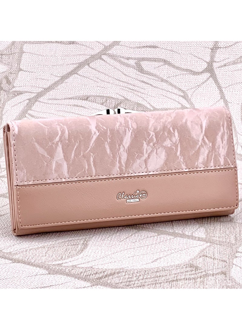 كلاسيك ميلانو - محفظة نسائية أنيقة من الجلد الصناعي مع حافظة بطاقات | محفظة عملات معدنية للنساء | محفظة نسائية نحيفة للاستخدام اليومي والسفر والهدايا - Image 1