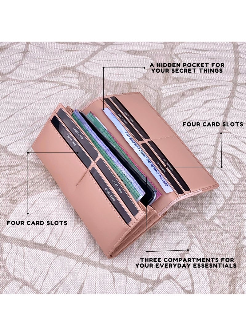 كلاسيك ميلانو - محفظة نسائية أنيقة من الجلد الصناعي مع حافظة بطاقات | محفظة عملات معدنية للنساء | محفظة نسائية نحيفة للاستخدام اليومي والسفر والهدايا - Image 2