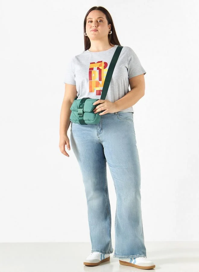 Ulla Popken Plus Size Ulla Popken Graphic Print T-shirt with Crew Neck