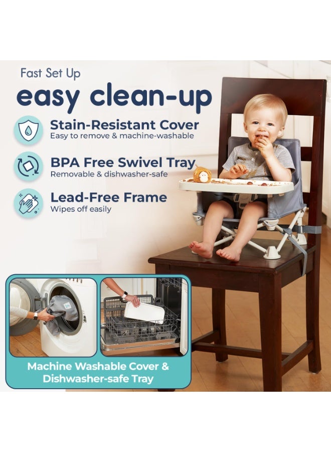 Hiccapop OmniBoost Travel Booster Seat with Tray for Baby, Dining Table, Camping, Beach, Grandmaâ€™s | Folding Portable Tip-Free Design Straps to Kitchen Chairs - Image 5