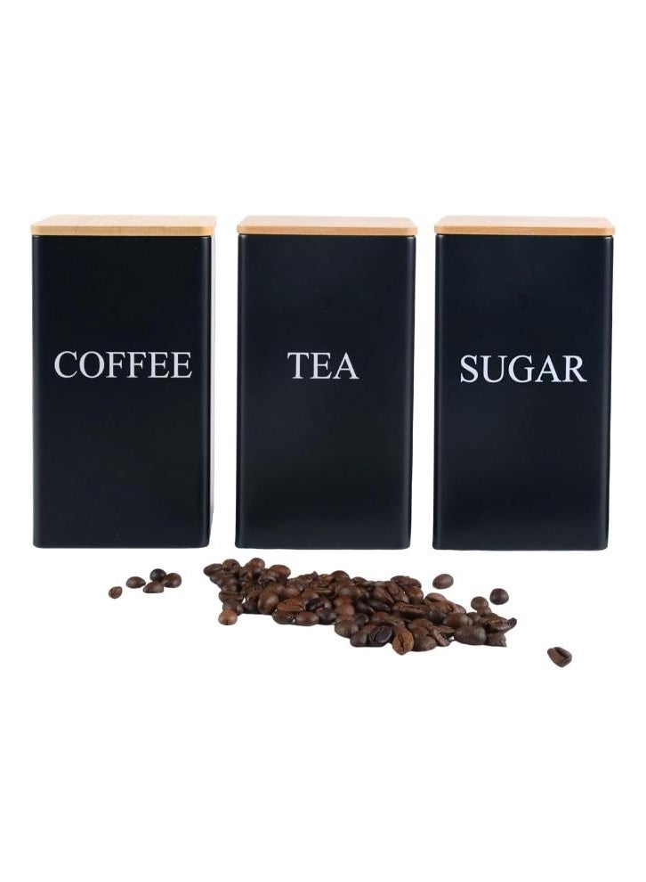3Pcs Coffee Storage Can Tea Snacks Coffee Bean Storage Can,Metal Container Cans with Bamboo Lid,1000ml - Image 4