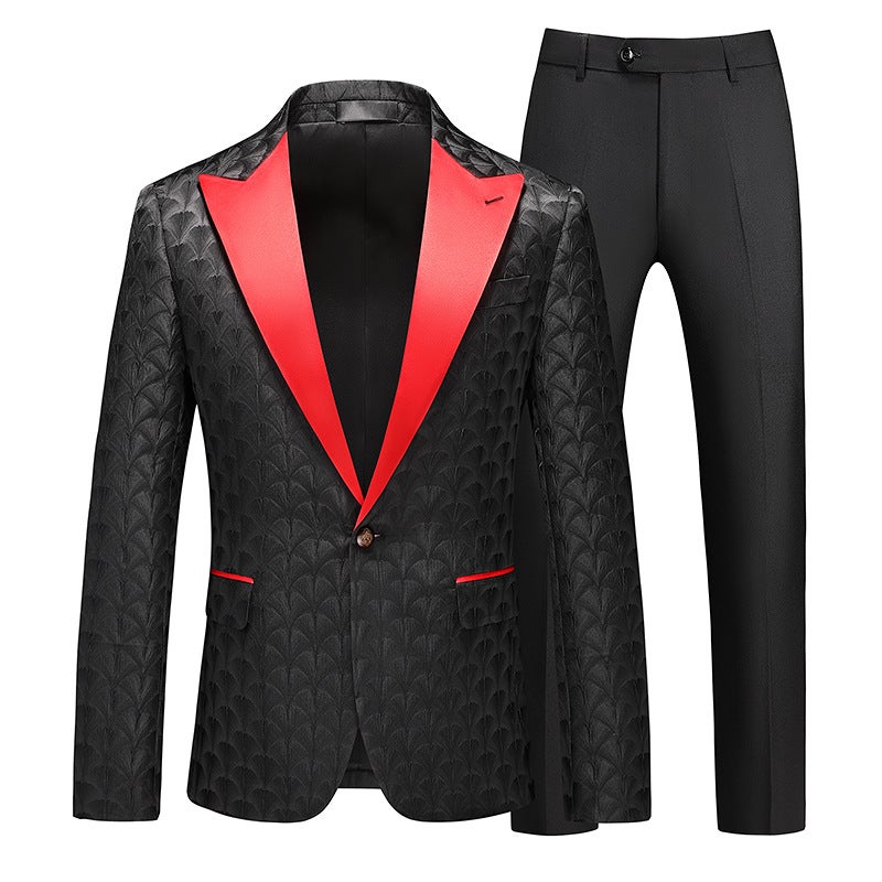 Long-Term Spot Main Push Men'S One-Button Dress Suit Barge Collar Banquet Dress Set Two-Piece - Image 4