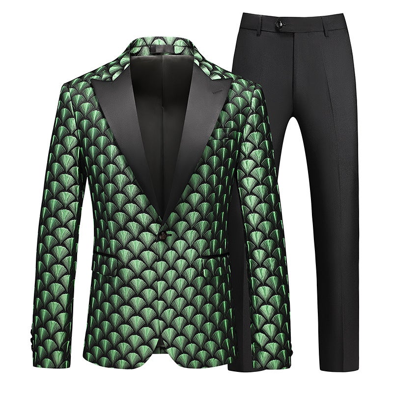 Long-Term Spot Main Push Men'S One-Button Dress Suit Barge Collar Banquet Dress Set Two-Piece - Image 1