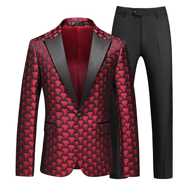 Long-Term Spot Main Push Men'S One-Button Dress Suit Barge Collar Banquet Dress Set Two-Piece - Image 3